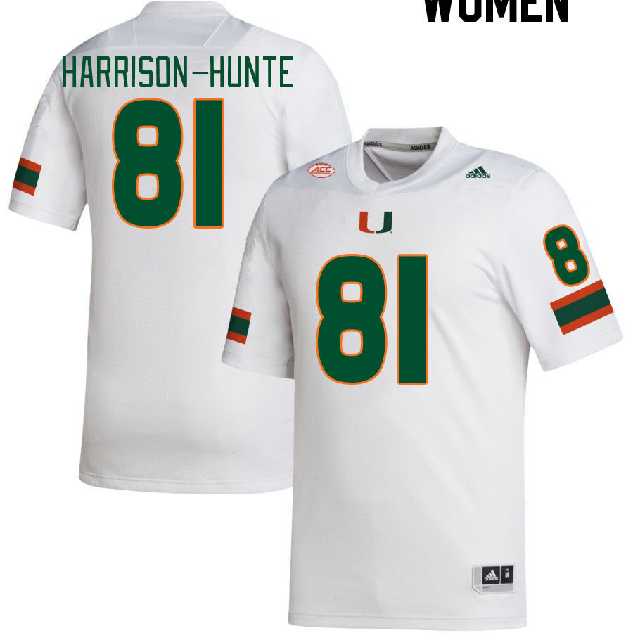 Women #81 Jared Harrison-Hunte Miami Hurricanes College Football Jerseys Stitched-White